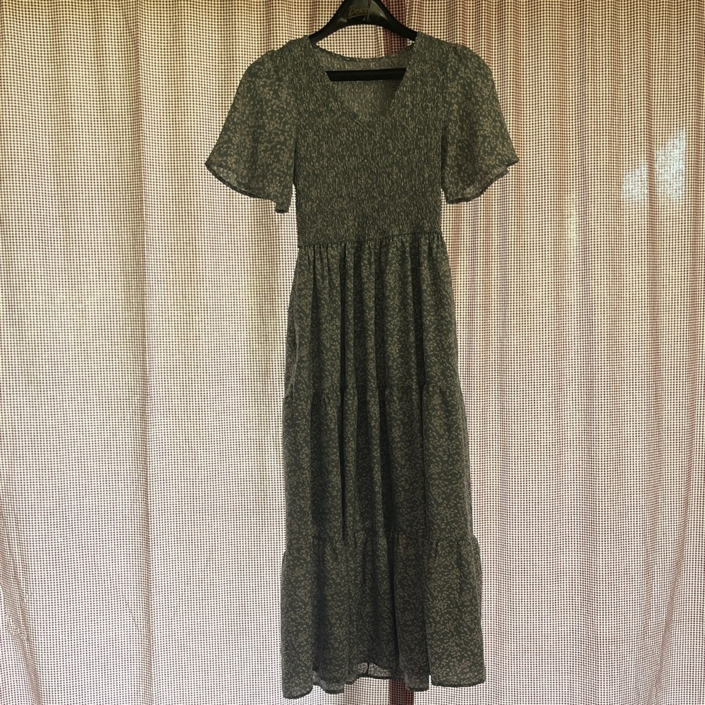 Polagram Olive Floral Maxi Dress